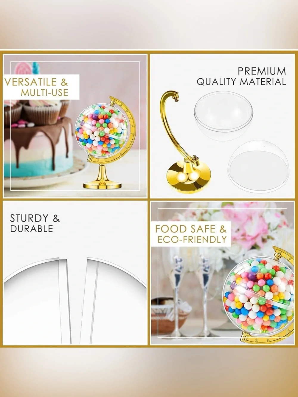Gold Globe Candy Holders - Party Table Decor